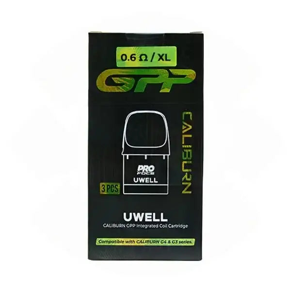 UWELL Caliburn GPP integrated coil cartridge packaging on a white background