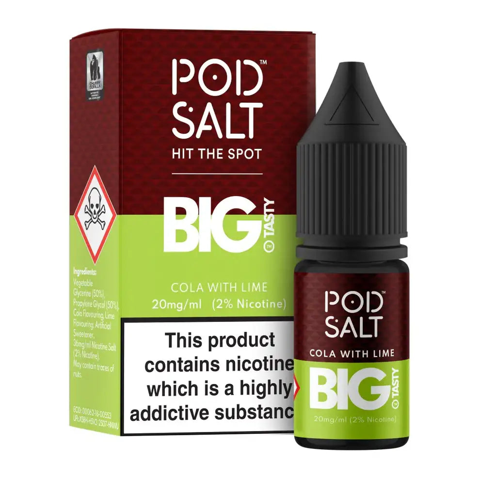 Pod Salt Big Cola with Lime nicotine salt packaging on a white background