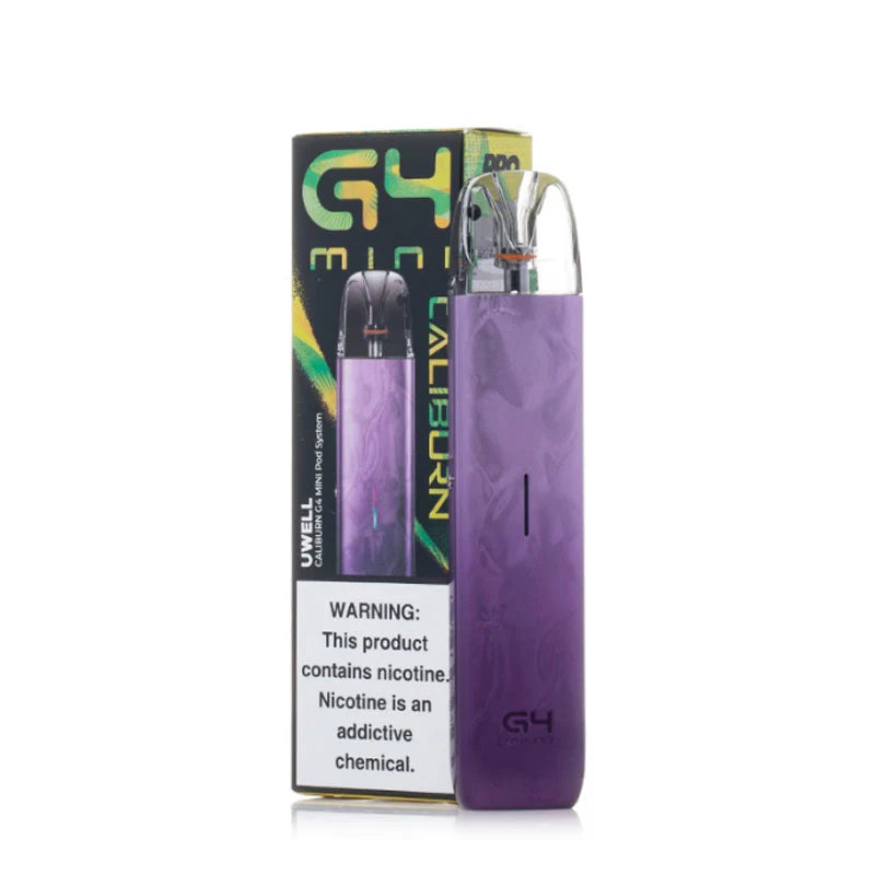 Caliburn G4 Mini Pod system packaging contents, on white background