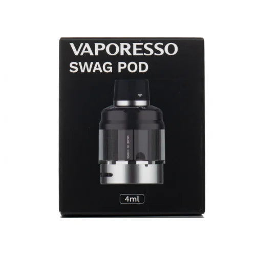 Vaporesso Swag Pod packaging with black background