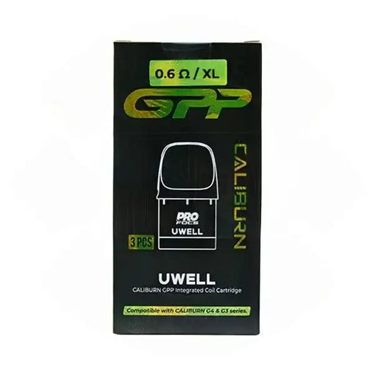 UWELL Caliburn GPP integrated coil cartridge packaging on a white background