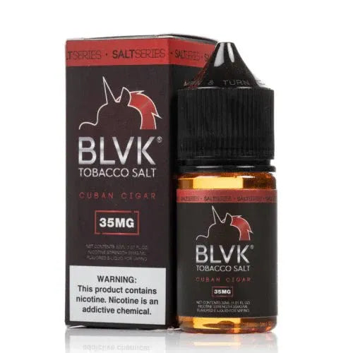 BLVK Tobacco Salt e-liquid bottle and packaging on a white background