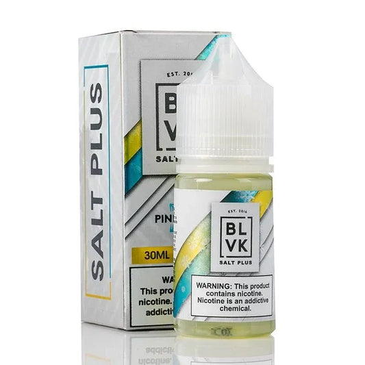 BLVK Salt Plus Pineapple vape juice bottle and packaging on a white background