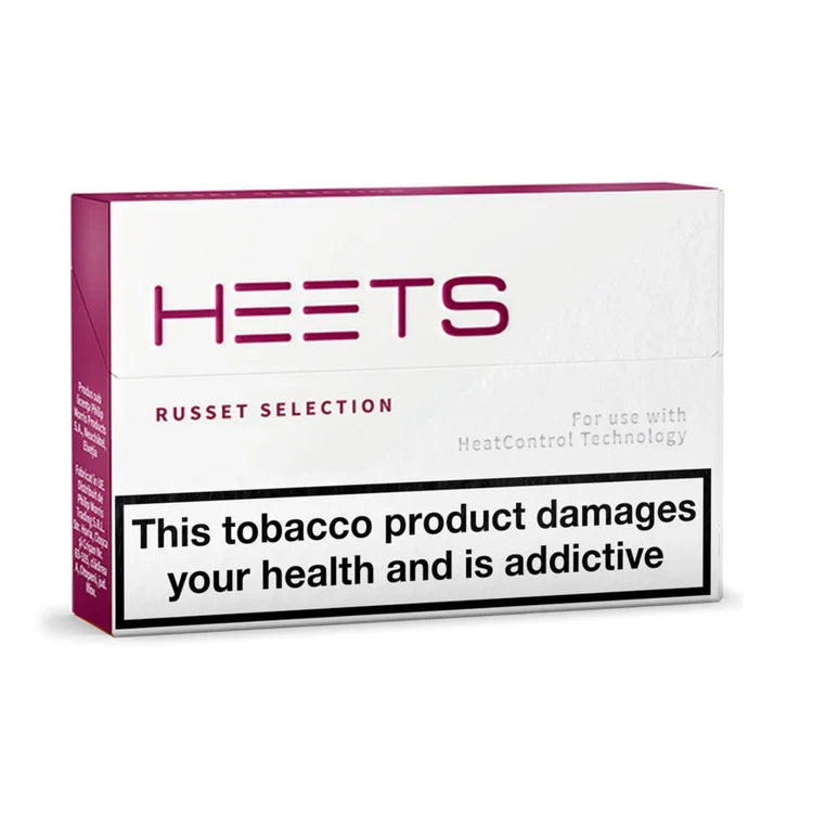 HEETS Russet Selection packaging with warning label on a white background