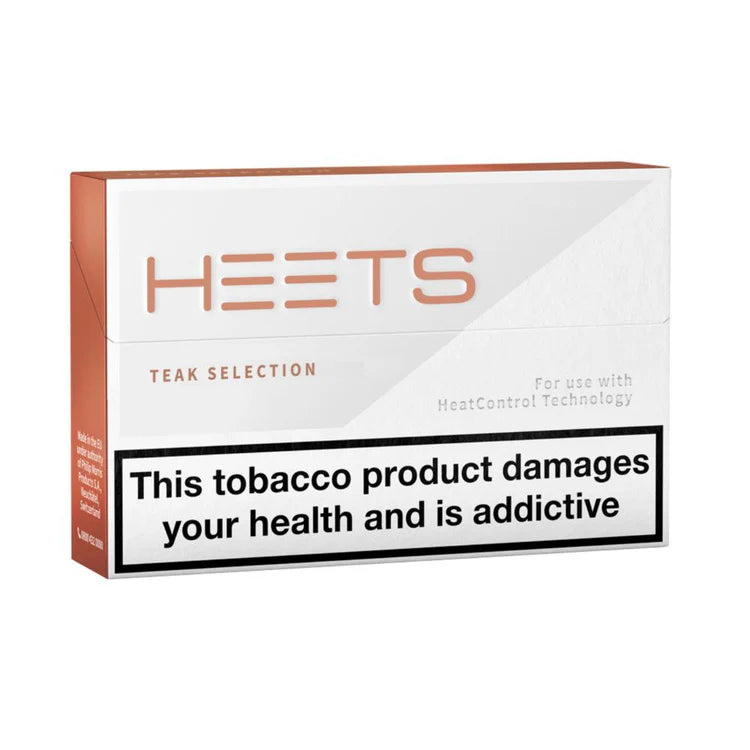 HEETS teak selection packaging with warning label on a white background