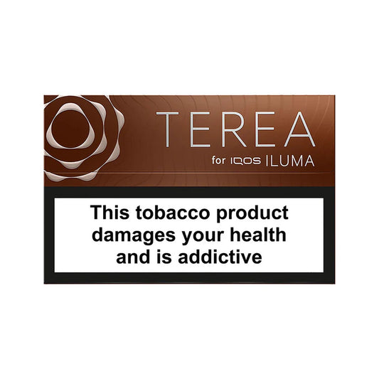Terea Bronze for IQOS ILUMA packaging with warning label on a white background