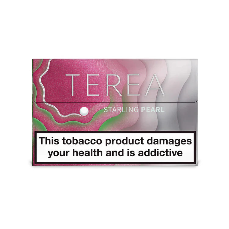 Terea Starling Pearl cigarette packaging with warning label on a white background