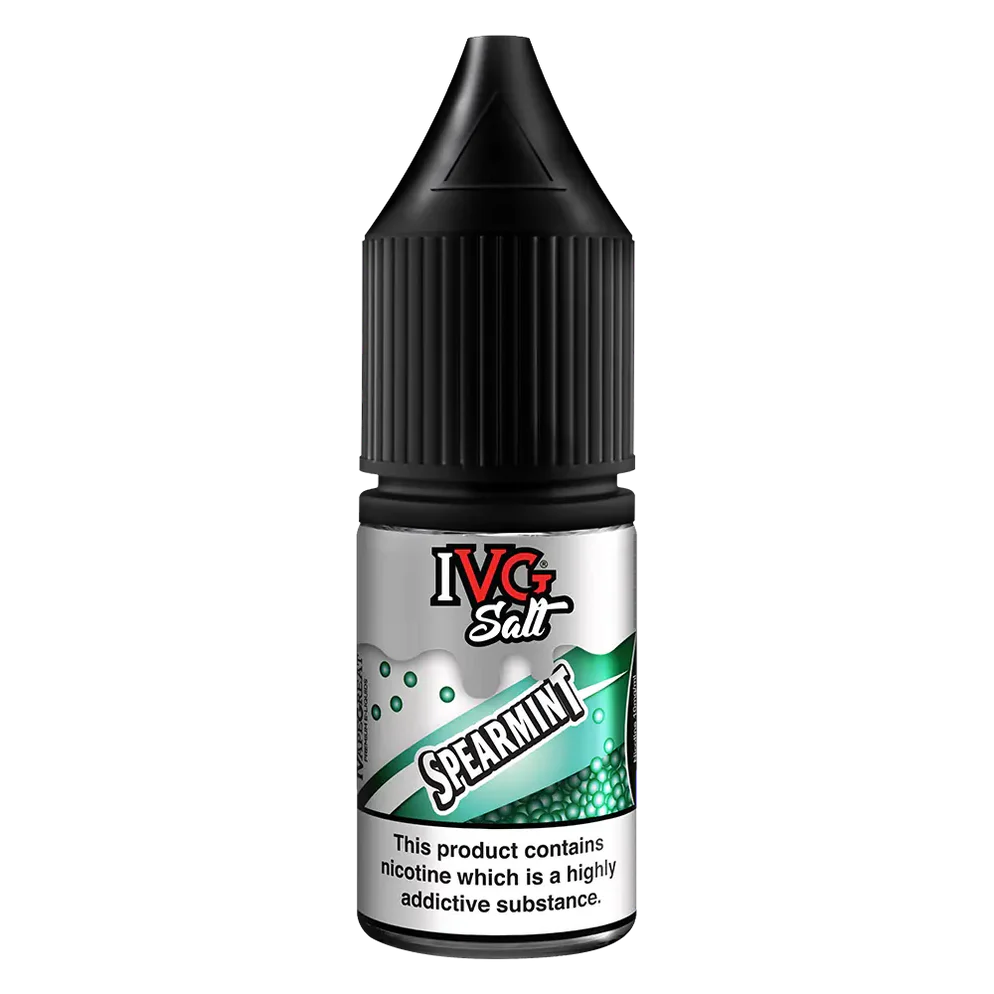 IVG Salt Spearmint vape juice bottle on a white background