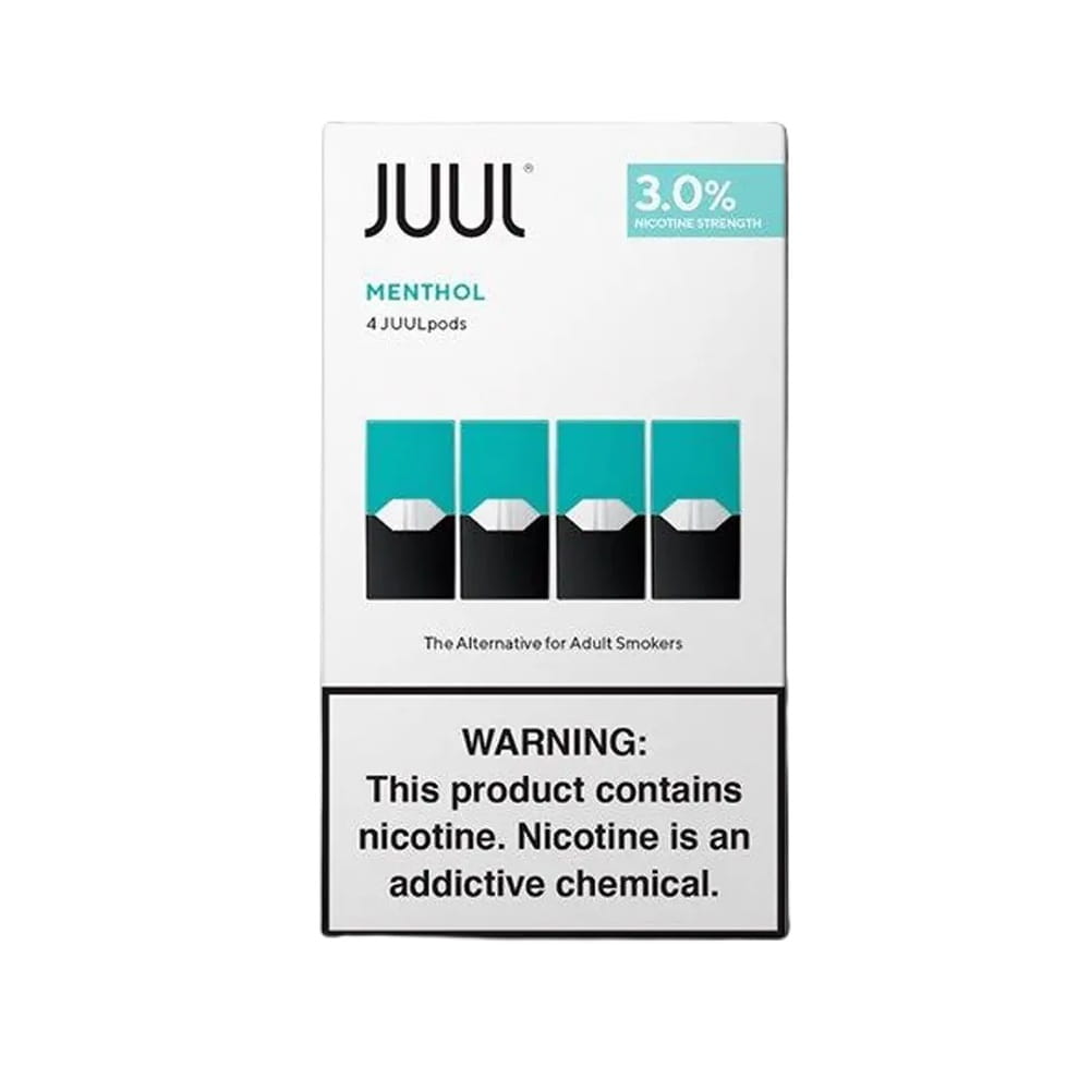JUUL Menthol 3% vape pods packaging on a white background