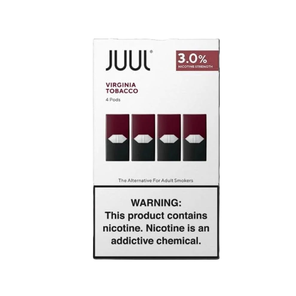 JUUL Virginia Tobacco 3% vape pods packaging on a white background