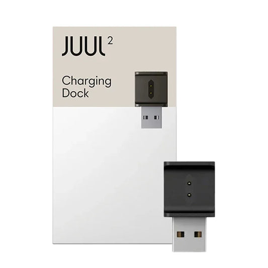 Juul 2 charging dock with packaging on a white background