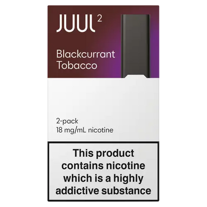 Juul2 Blackcurrant Tobacco Pods packaging on a white background