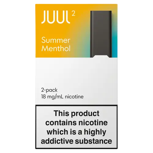 Juul 2 pods device packaging with 'Summer Menthol' flavor on a white background