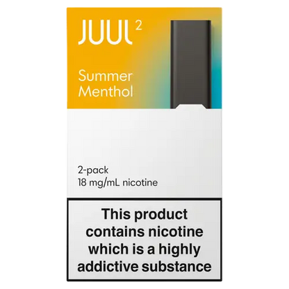 Juul 2 pods device packaging with 'Summer Menthol' flavor on a white background