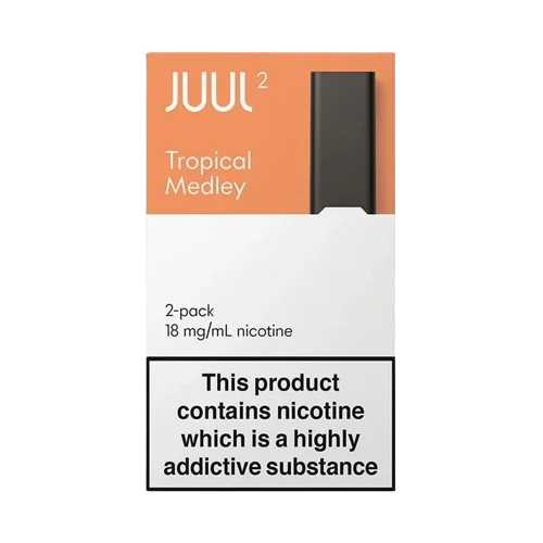 Juul2 Tropical Medley pods packaging on a white background