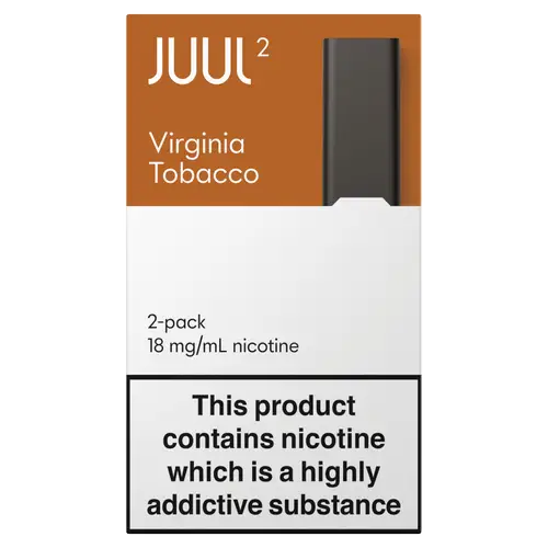 Juul2 Virginia Tobacco pods packaging on a white background