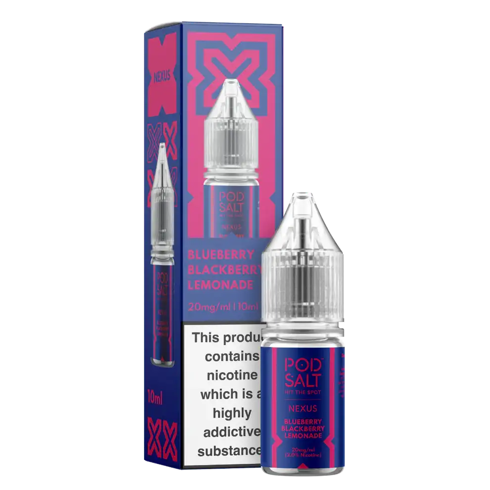 Nexus Pod Salt blueberry blackberry lemonade nicotine salt packaging on a white background