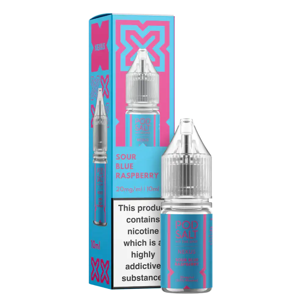 Nexus Pod Salt Sour Blue Raspberry nicotine salt packaging on a white background