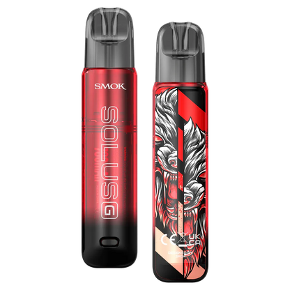 SMOK Solus vape devices of transparent red colour on a white background