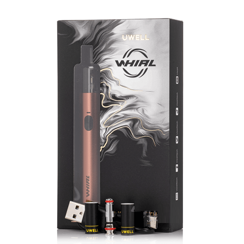 UWELL WHIRL S2 vaping device and accessories packaging on a white background