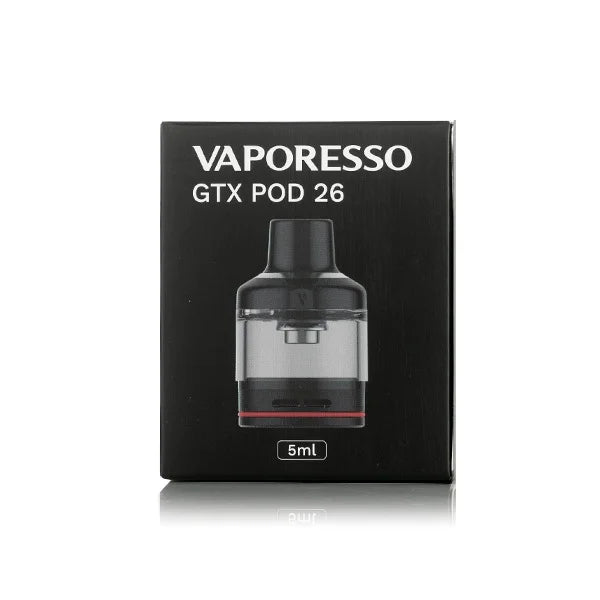 Vaporesso GTX Pod 26 packaging on a white background