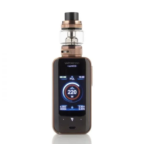 Vaporesso luxe 2 vaping device with digital display on a white background