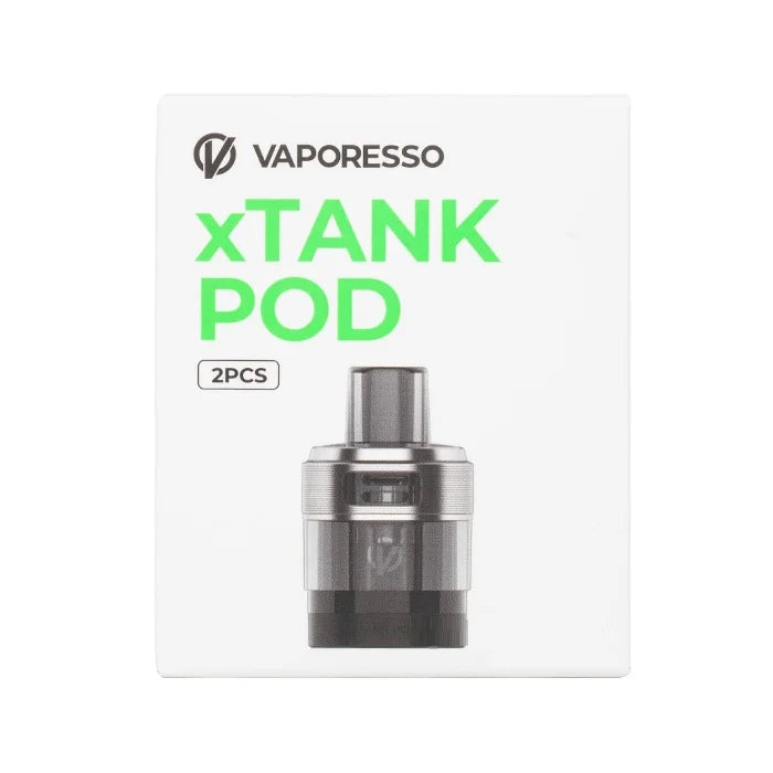 Vaporesso xTank Pod packaging with Vaporesso logo on a white background