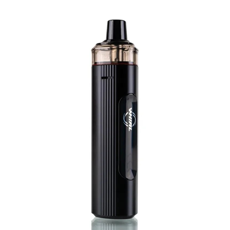 A Vaporesso XROS vape device in black with a clear tank and a silver Vaporesso logo on the side, set against a plain white background.